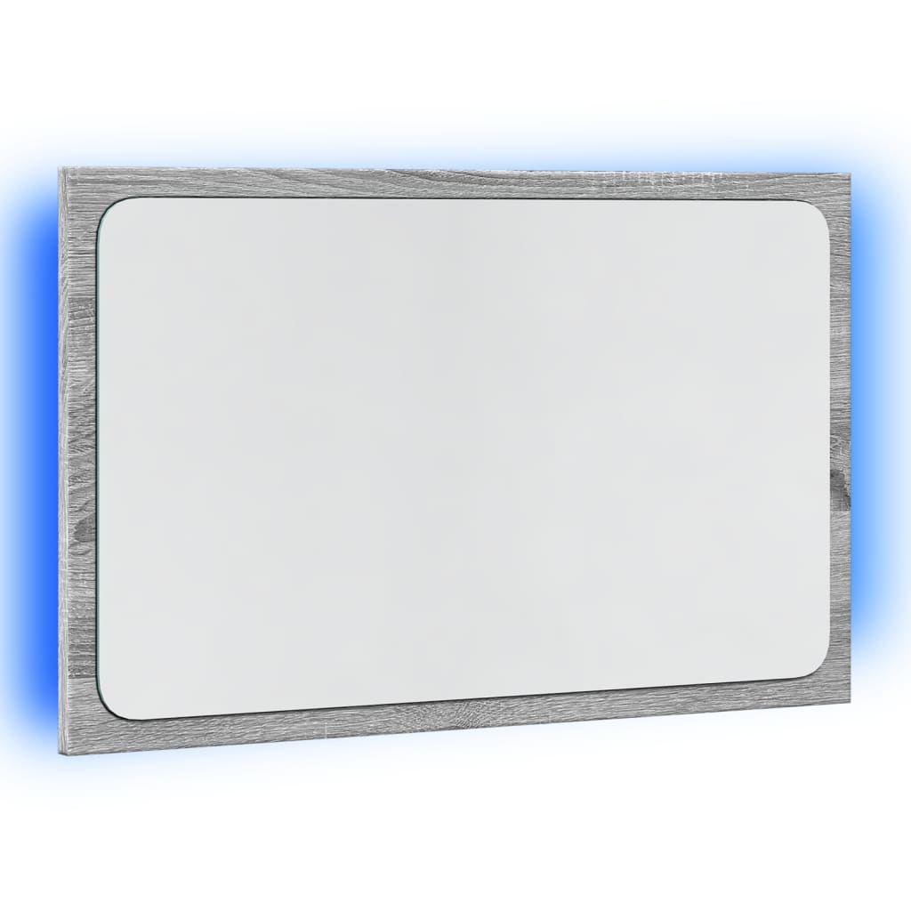 szürke sonoma szerelt fa LED-es fürdőszobatükör 60x8,5x38 cm