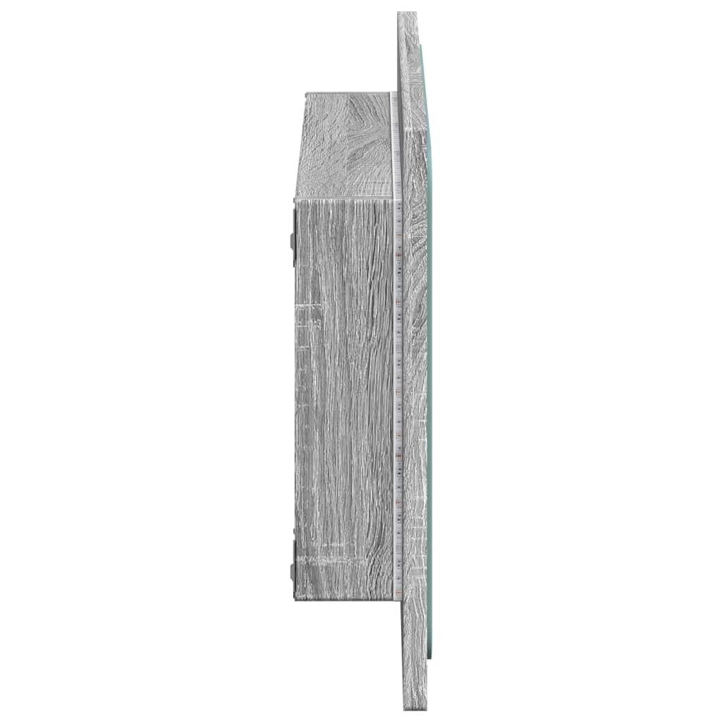 szürke sonoma szerelt fa LED-es fürdőszobatükör 60x8,5x38 cm