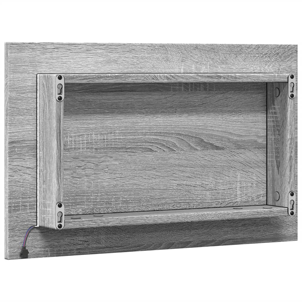 szürke sonoma szerelt fa LED-es fürdőszobatükör 60x8,5x38 cm