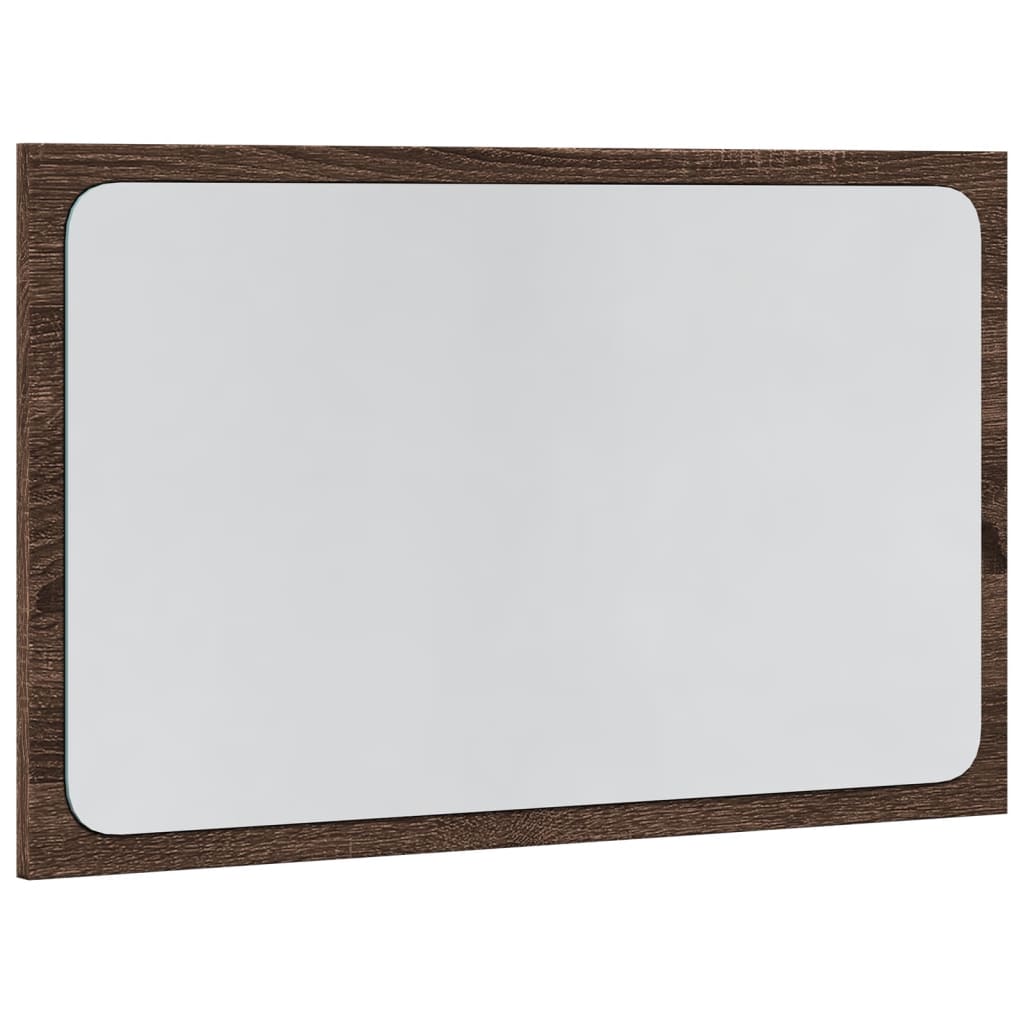 barna tölgy szerelt fa LED-es fürdőszobatükör 60 x 8,5 x 38 cm