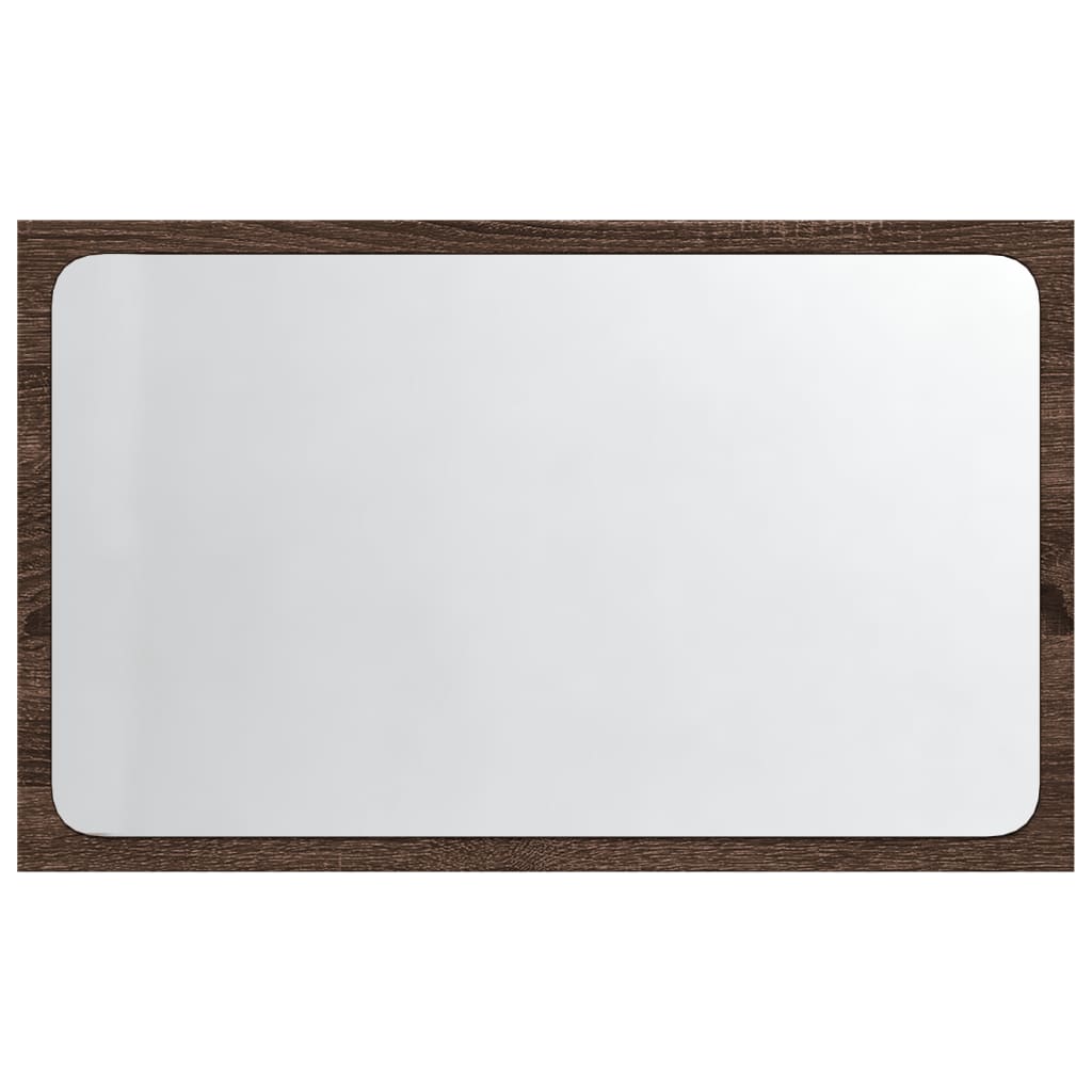 barna tölgy szerelt fa LED-es fürdőszobatükör 60 x 8,5 x 38 cm