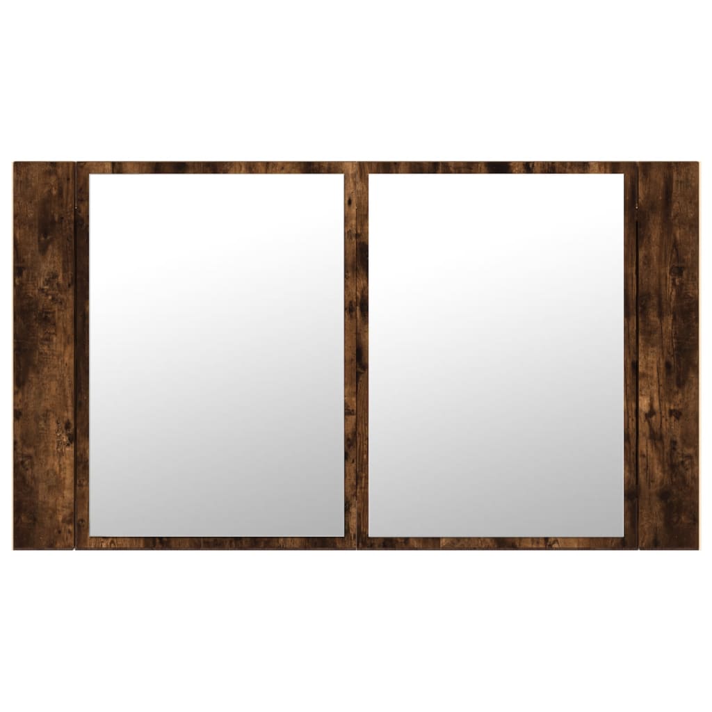 füstös tölgy akril LED-es tükrös fürdőszobaszekrény 80x12x45 cm