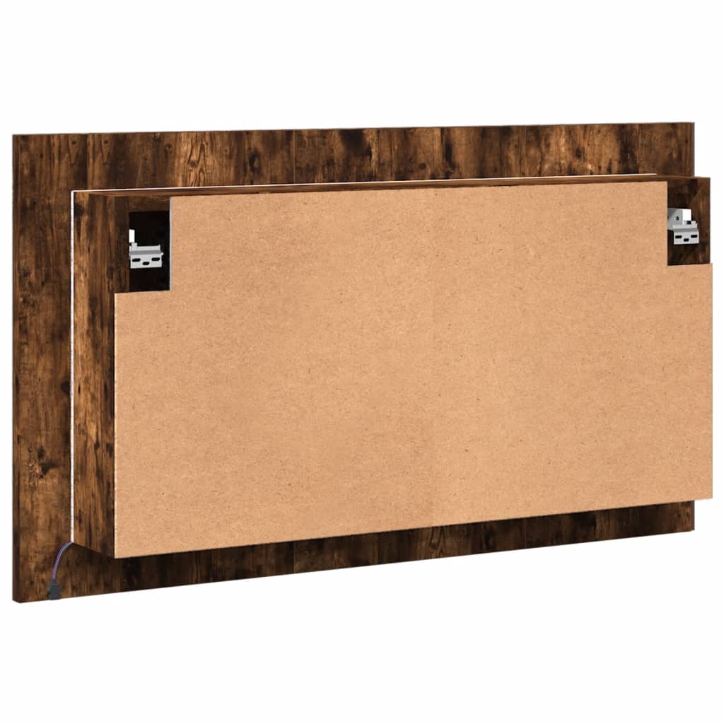 füstös tölgy akril LED-es tükrös fürdőszobaszekrény 80x12x45 cm