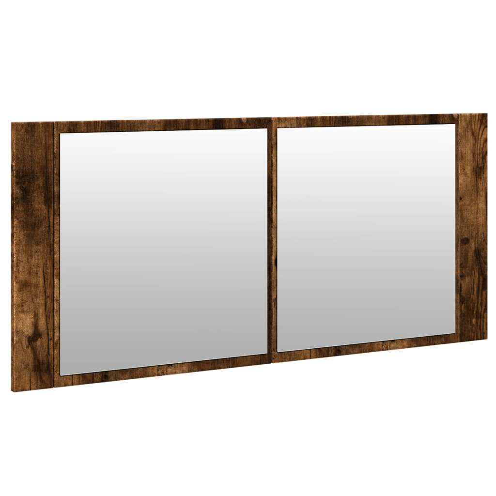 füstös tölgy színű LED-es tükrös fürdőszobaszekrény 100x12x45cm