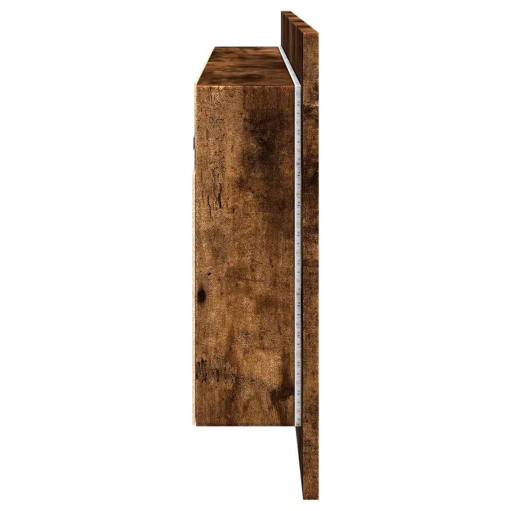 füstös tölgy színű LED-es tükrös fürdőszobaszekrény 100x12x45cm