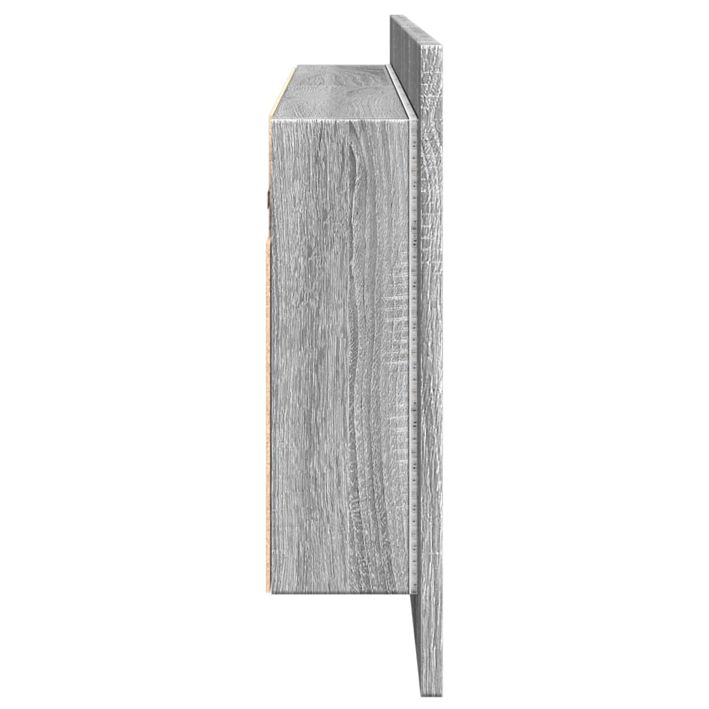 szürke sonoma LED-es tükrös fürdőszobaszekrény 100 x 12 x 45 cm