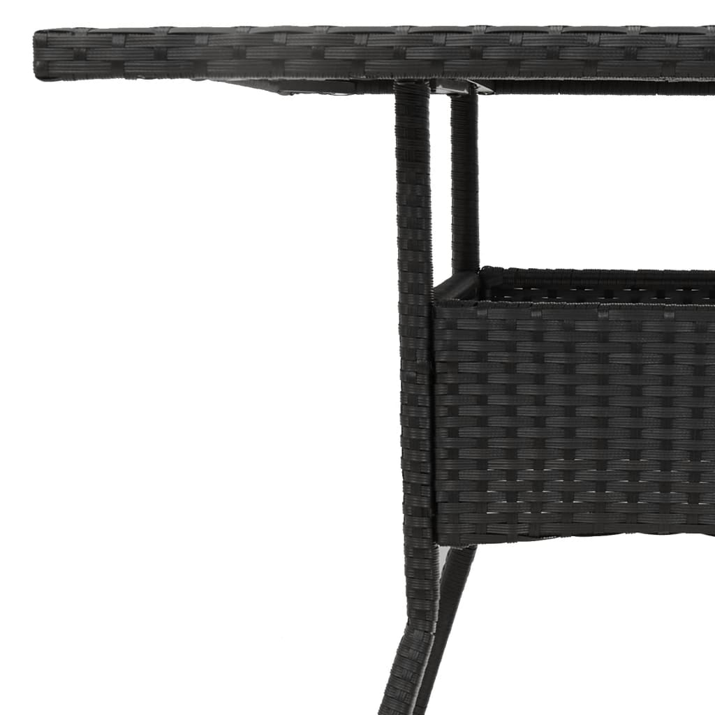 fekete polyrattan kerti asztal akácfa lappal 80 x 80 x 75 cm