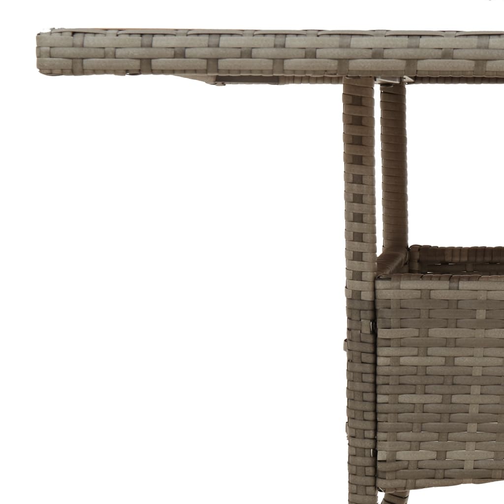 szürke polyrattan kerti asztal akácfa lappal 80 x 80 x 75 cm