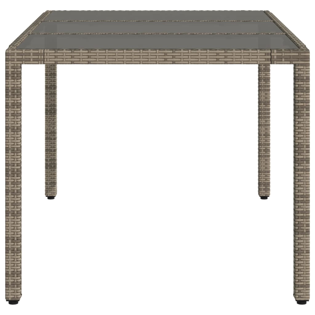 szürke polyrattan üveglapos kerti asztal 150 x 90 x 75 cm