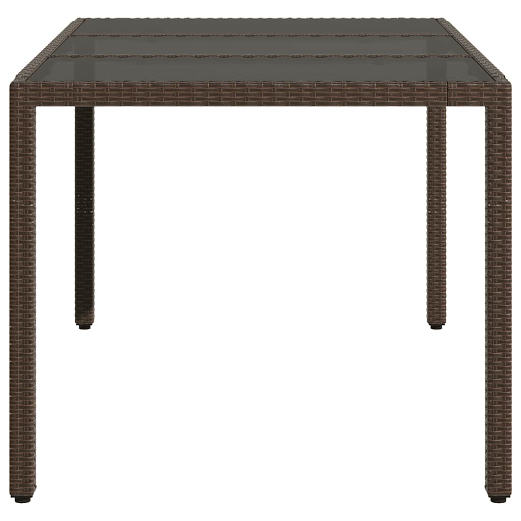 barna polyrattan üveglapos kerti asztal 150 x 90 x 75 cm