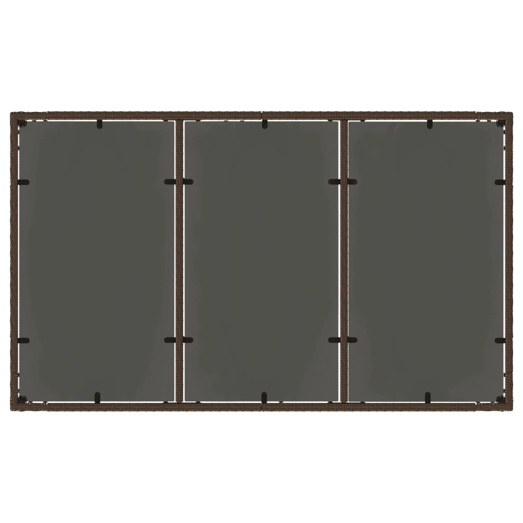 barna polyrattan üveglapos kerti asztal 150 x 90 x 75 cm
