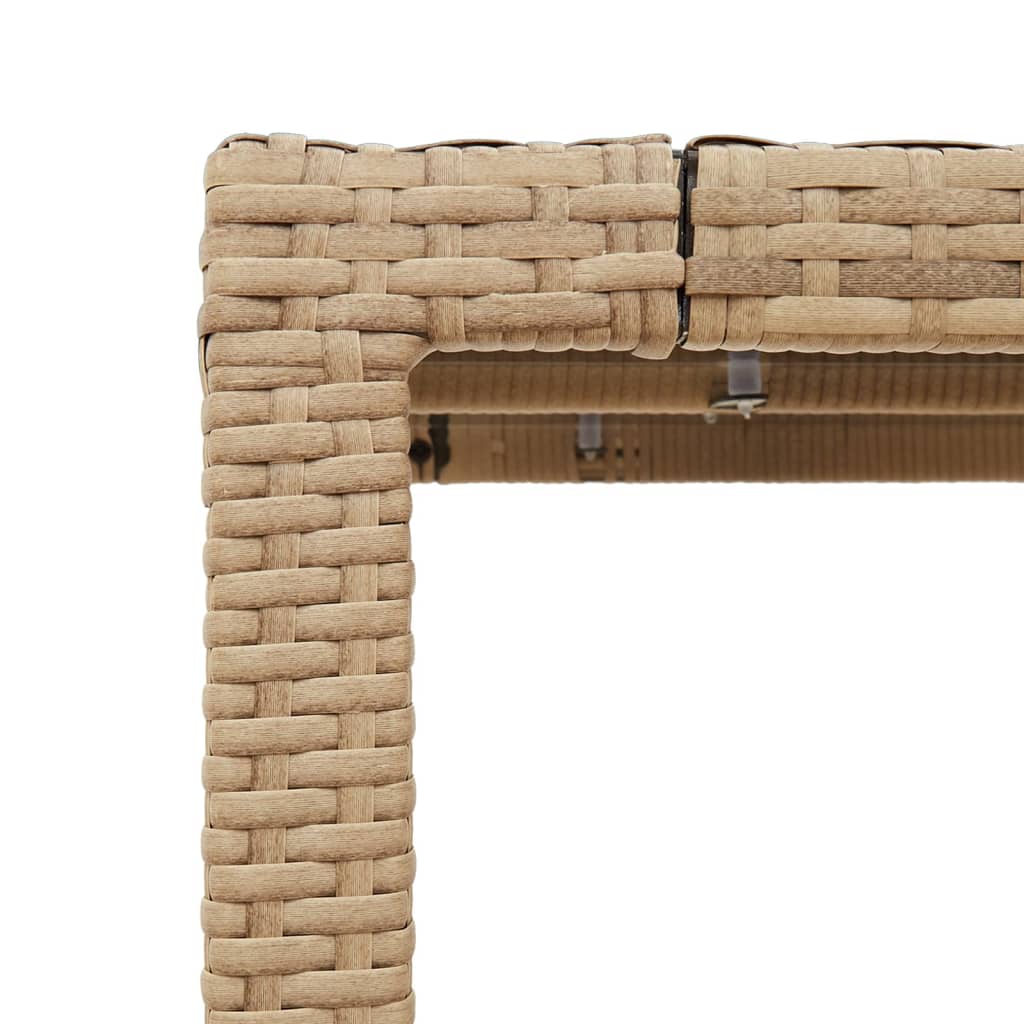 bézs polyrattan üveglapos kerti asztal 190 x 90 x 75 cm