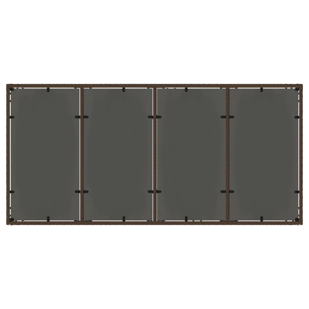 barna polyrattan üveglapos kerti asztal 190 x 90 x 75 cm
