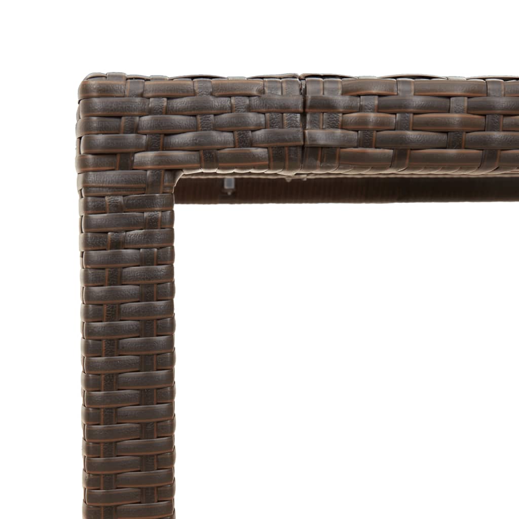 barna polyrattan üveglapos kerti asztal 190 x 90 x 75 cm