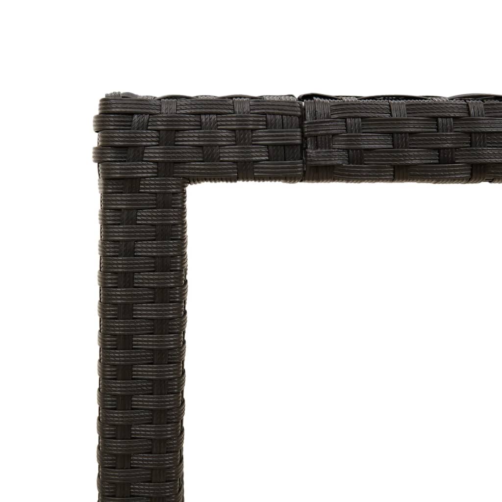 fekete polyrattan kerti asztal akácfa lappal 190 x 90 x 75 cm