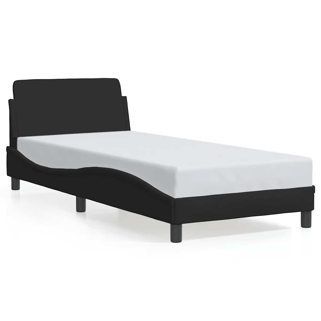 fekete szövet ágykeret fejtámlával Dover 80 x 200 cm