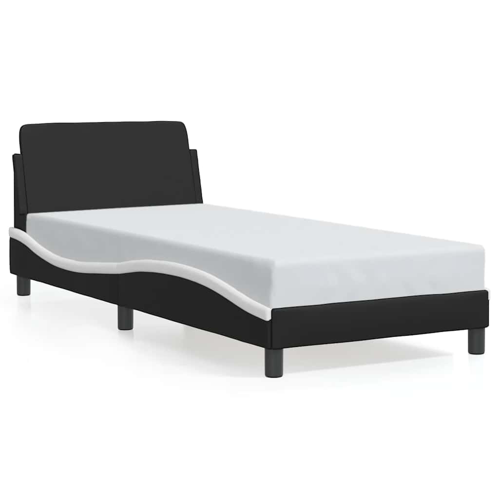 fekete és fehér műbőr ágykeret Dover 90 x 200 cm