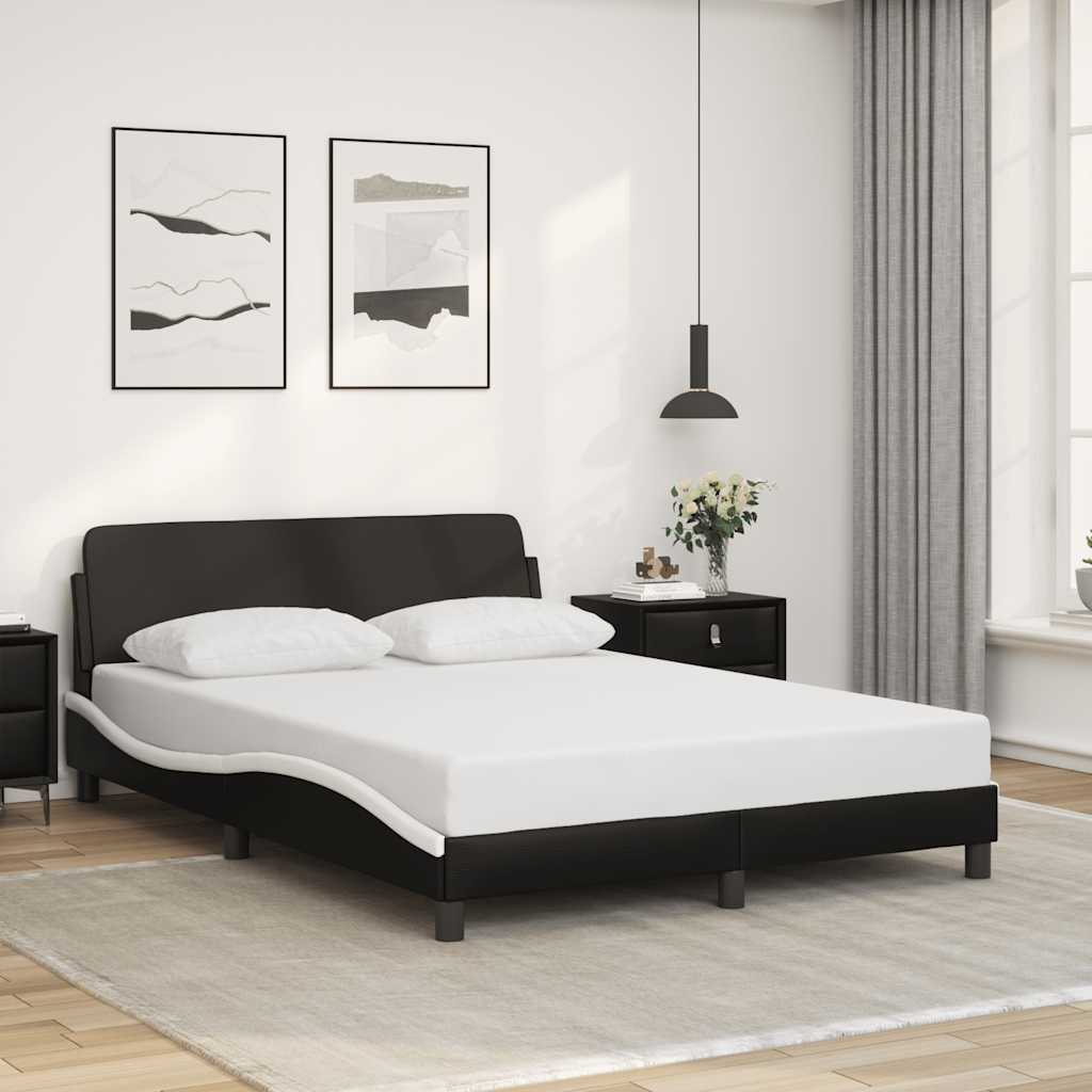 fekete és fehér műbőr ágykeret Dover 120 x 200 cm