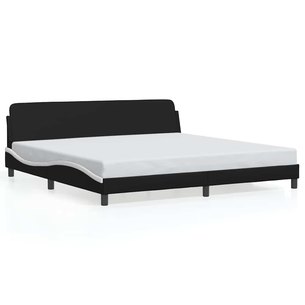 fekete és fehér műbőr ágykeret Dover 200x200 cm