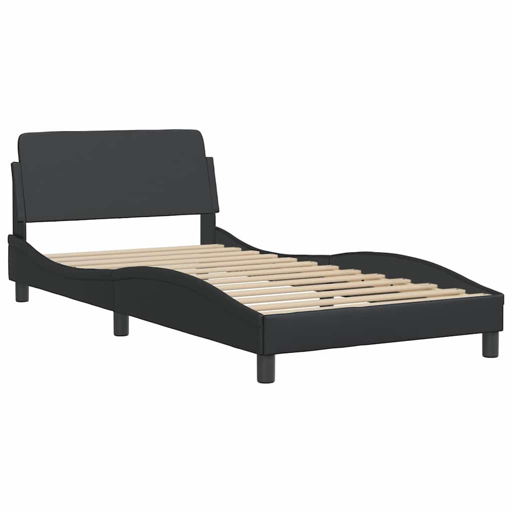 fekete műbőr ágykeret Dover 100x203 cm