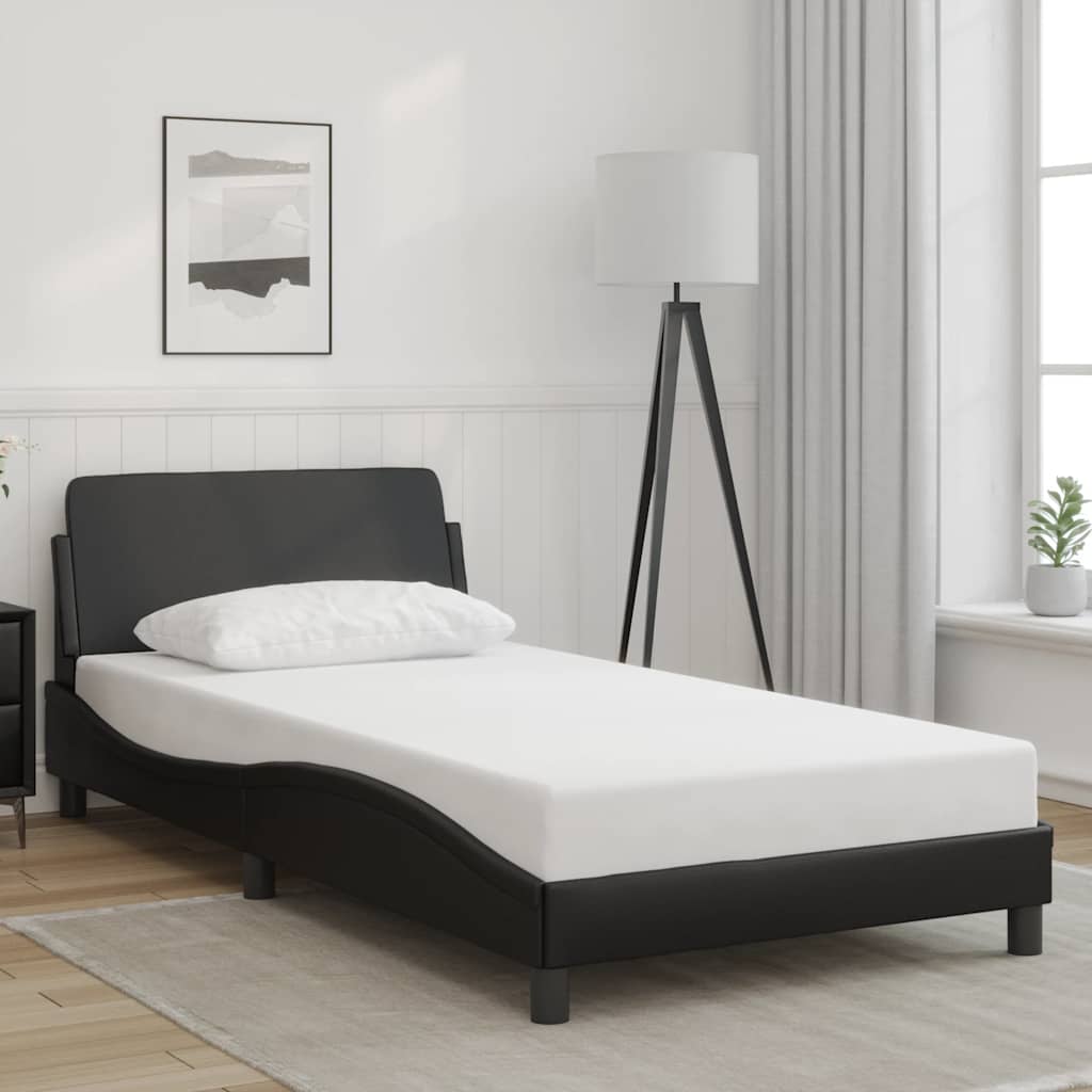fekete műbőr ágykeret Dover 100x203 cm