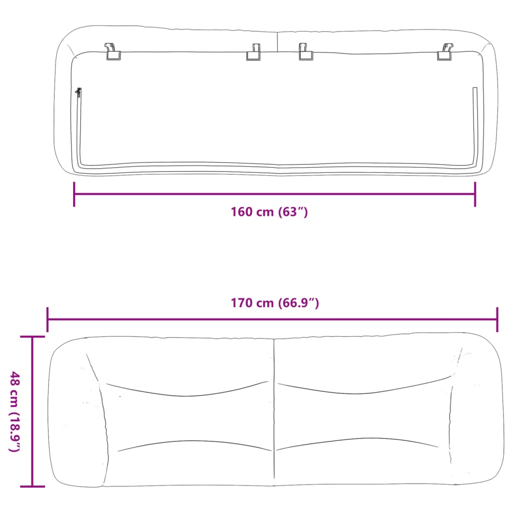 sötétbarna szövet fejtámla párna Hvar 160 cm