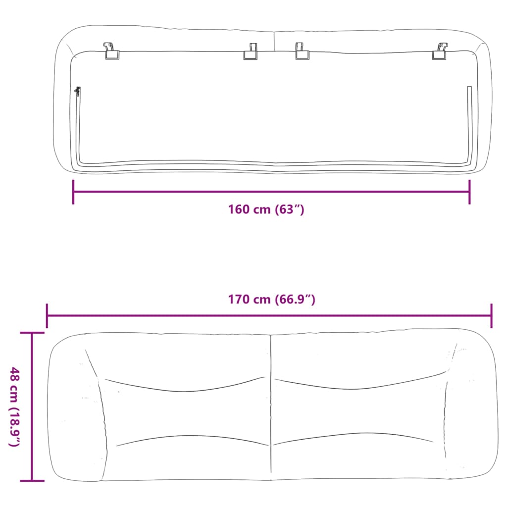 fekete műbőr fejtámla párna Hvar 160 cm