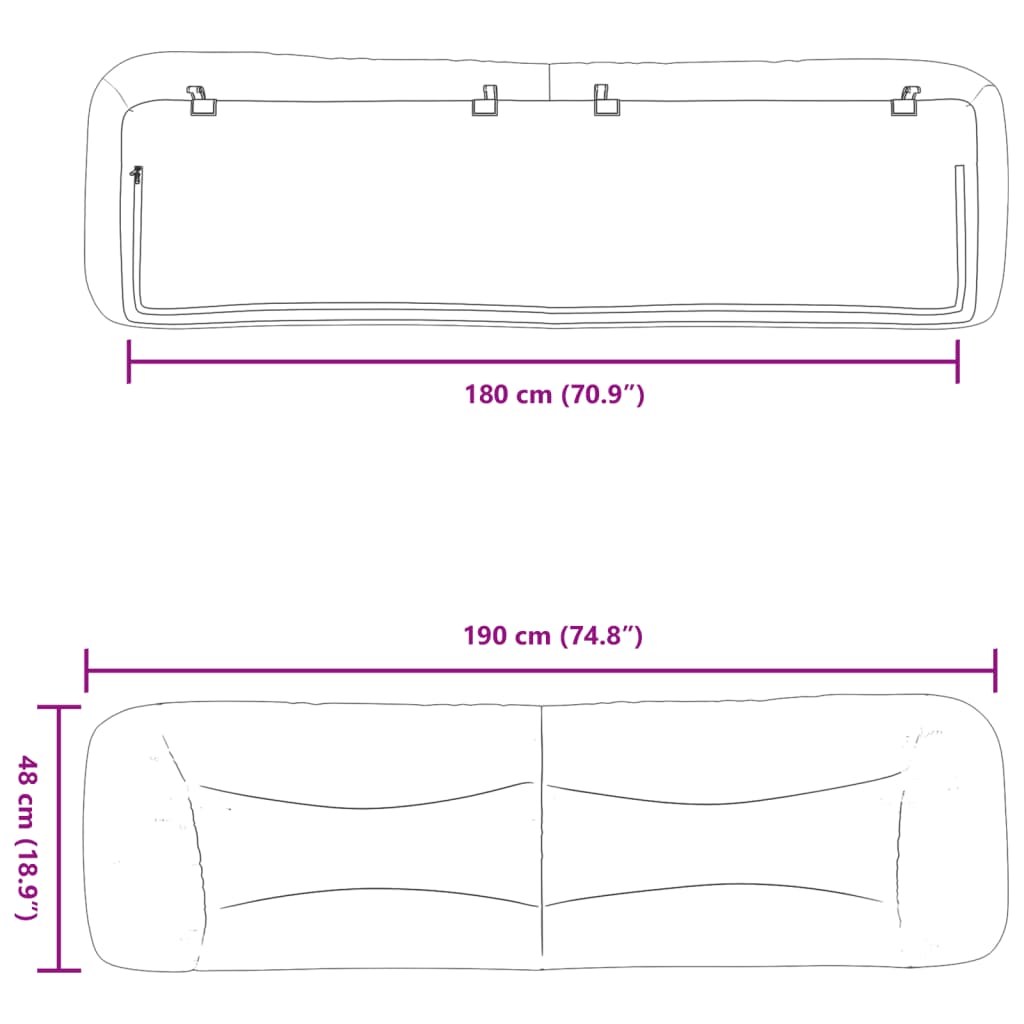 világosszürke szövet fejtámla párna Hvar 180 cm