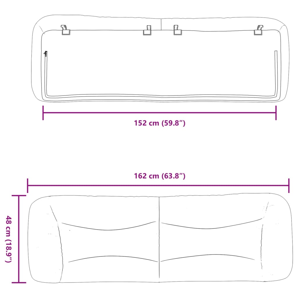 fehér műbőr fejtámla párna Hvar 152 cm