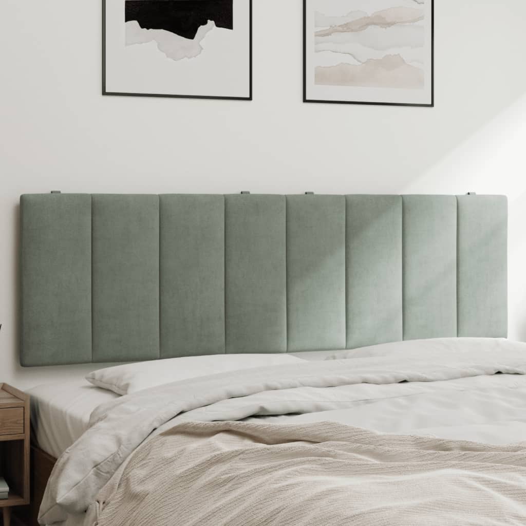 világosszürke bársony fejtámla párna Hanko 152 cm