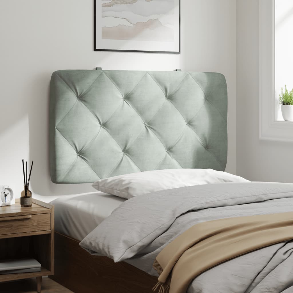 világosszürke bársony fejtámla párna 80 cm