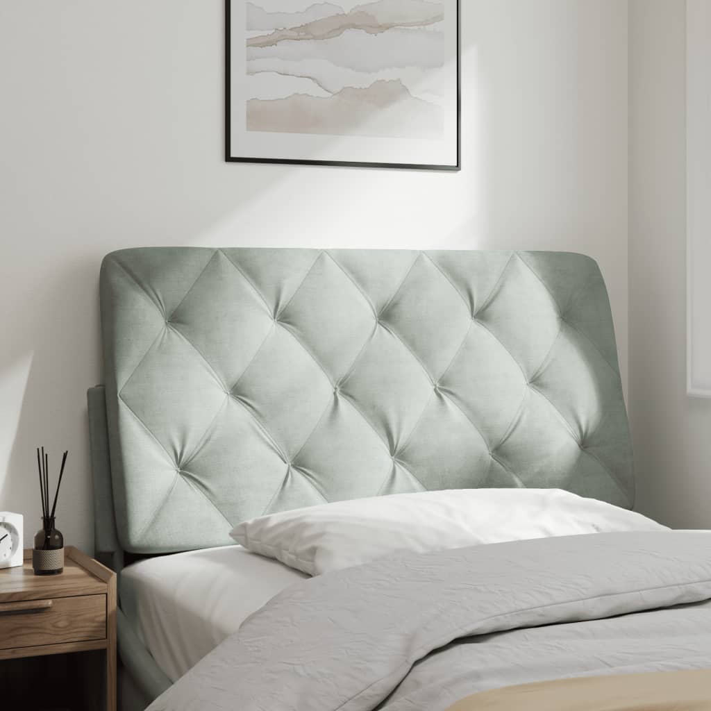 világosszürke bársony fejtámla párna 100 cm