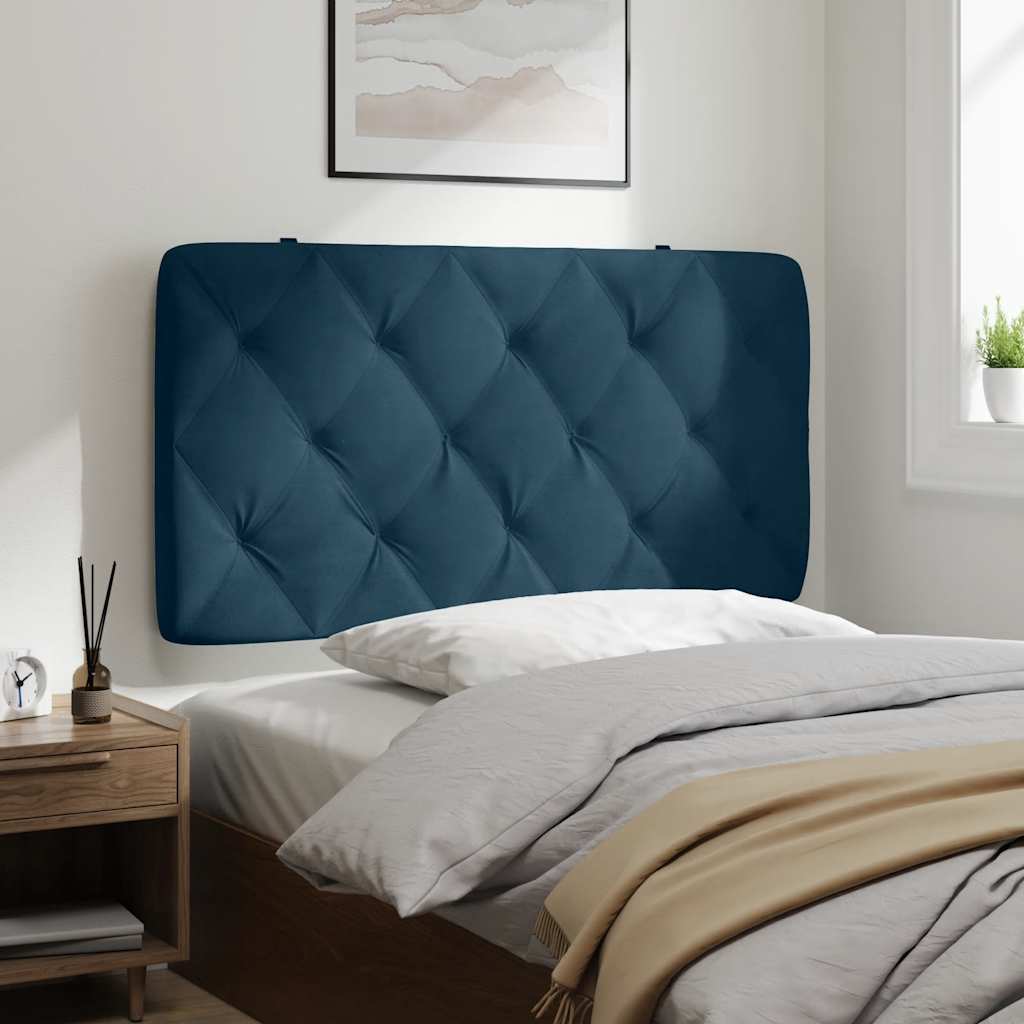 kék bársony fejtámla párna 100 cm