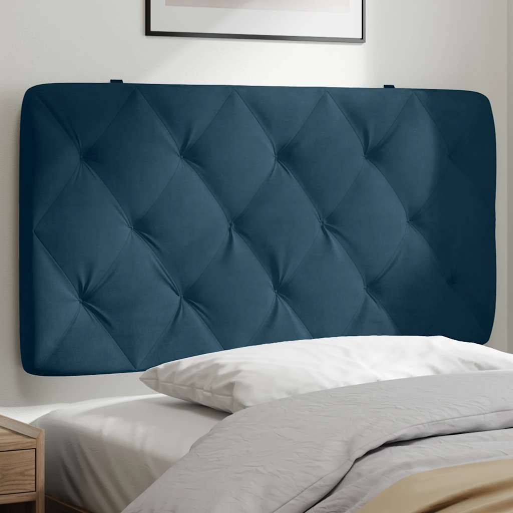 kék bársony fejtámla párna 100 cm