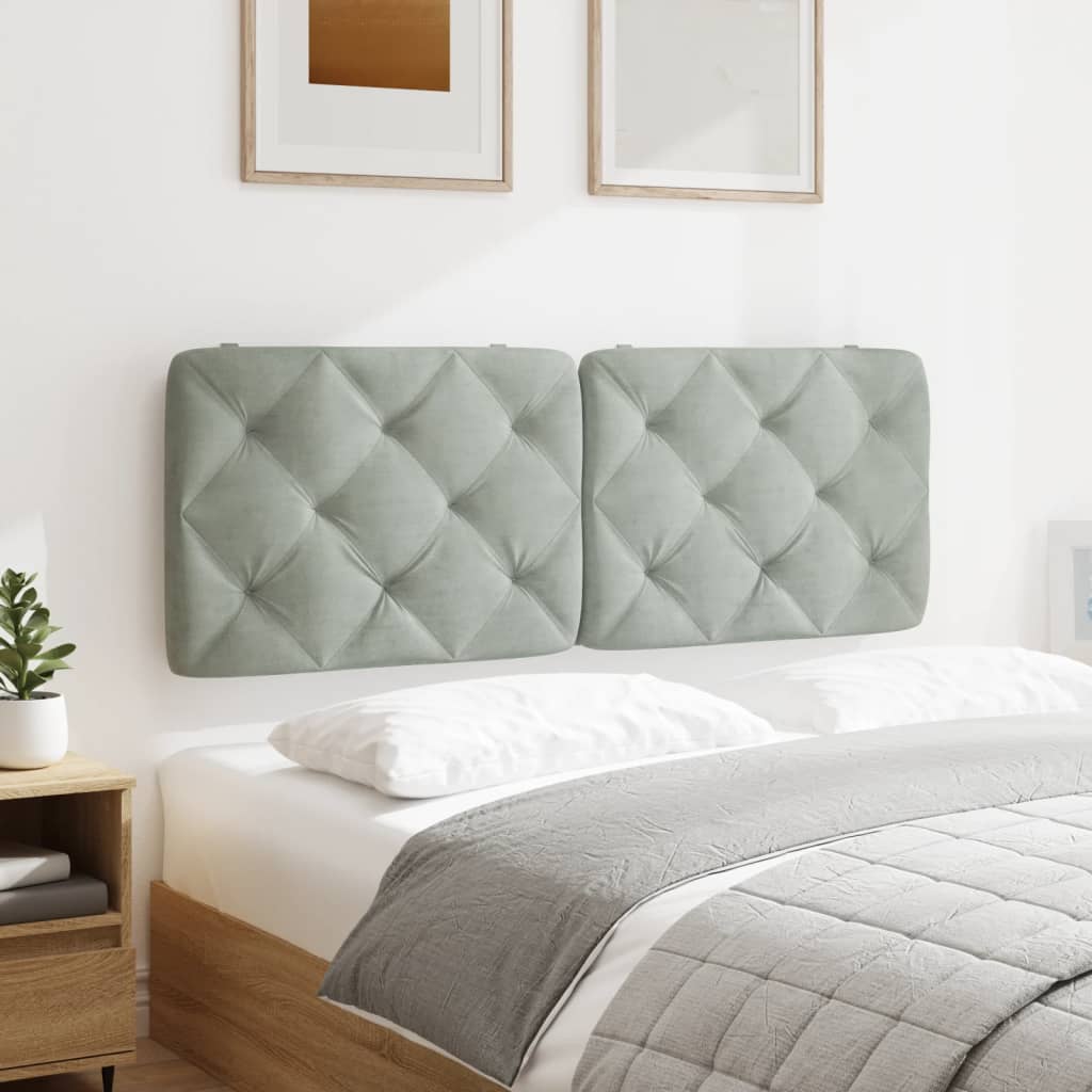 világosszürke bársony fejtámla párna 120 cm