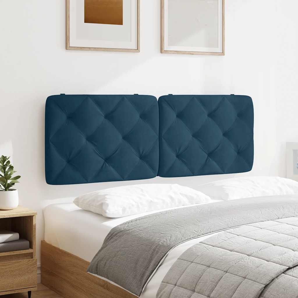 kék bársony fejtámla párna 120 cm