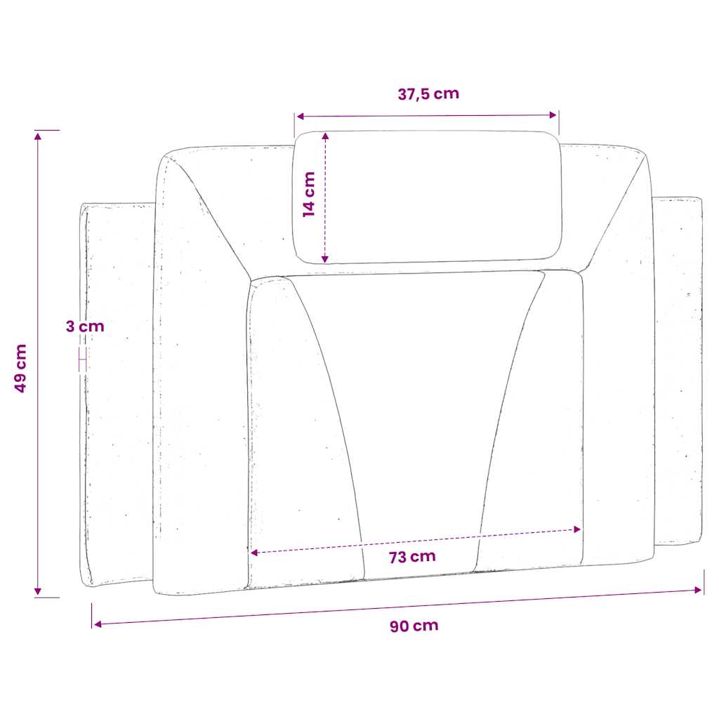szürke műbőr fejtámla párna Viana 90 cm