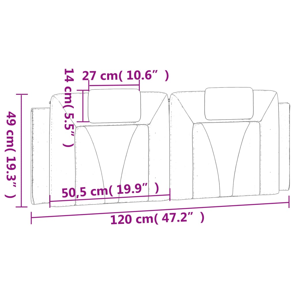 fehér műbőr fejtámla párna Viana 120 cm
