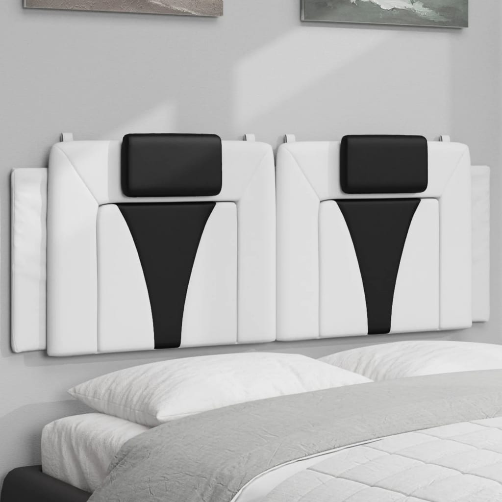 fehér és fekete műbőr fejtámla párna Viana 140 cm