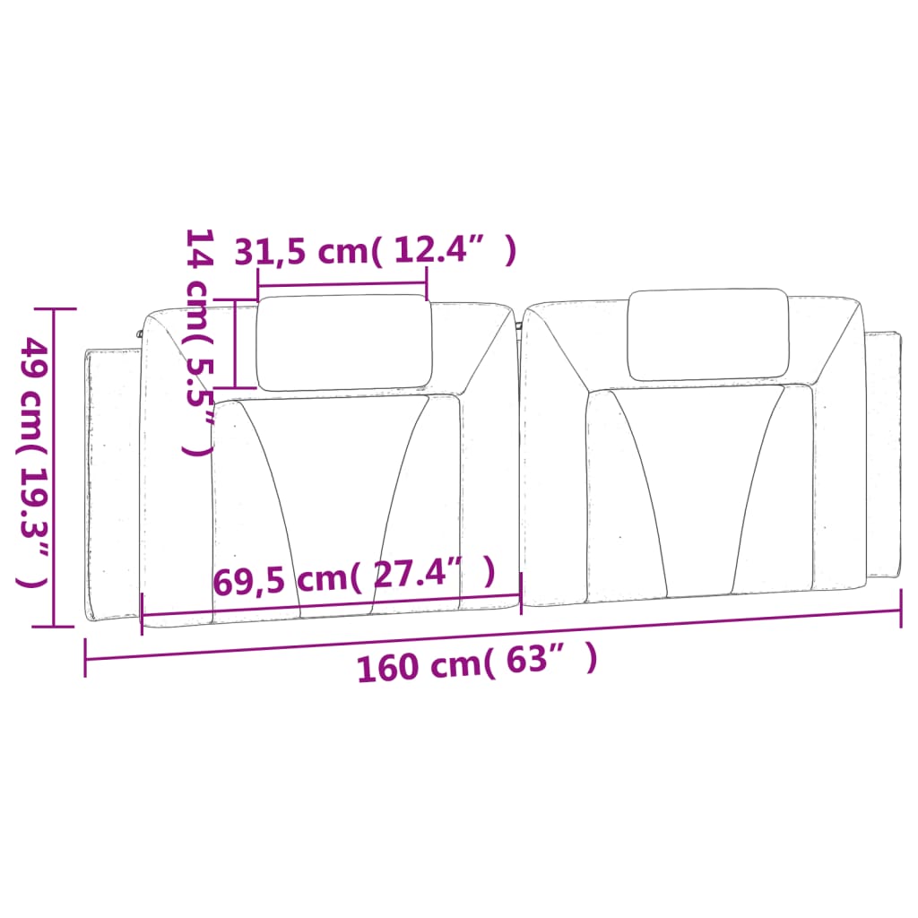 fekete műbőr fejtámla párna Viana 160 cm