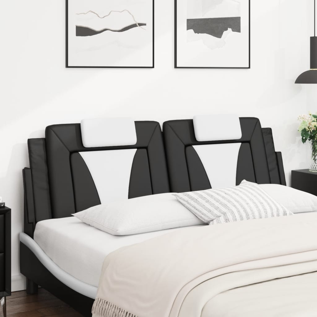 fekete és fehér műbőr fejtámla párna Viana 160 cm