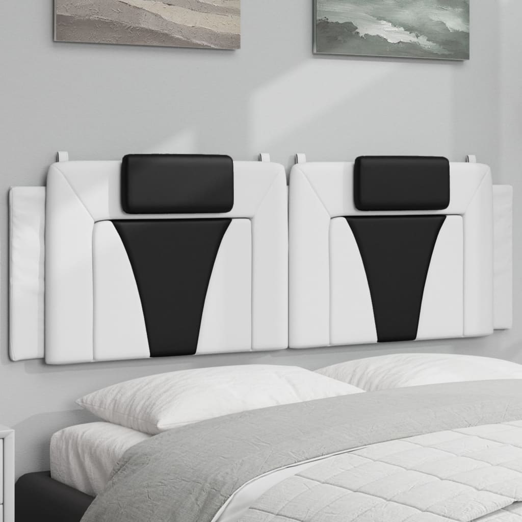 fehér és fekete műbőr fejtámla párna Viana 160 cm