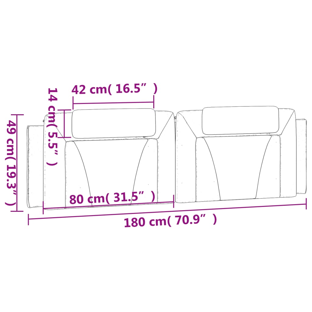 fehér műbőr fejtámla párna Viana 180 cm