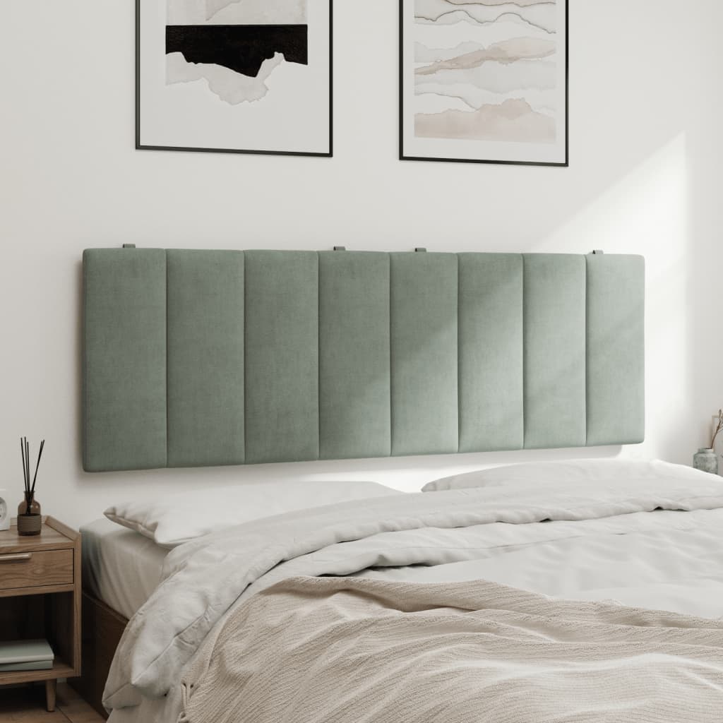 világosszürke bársony fejtámla párna Hanko 137 cm