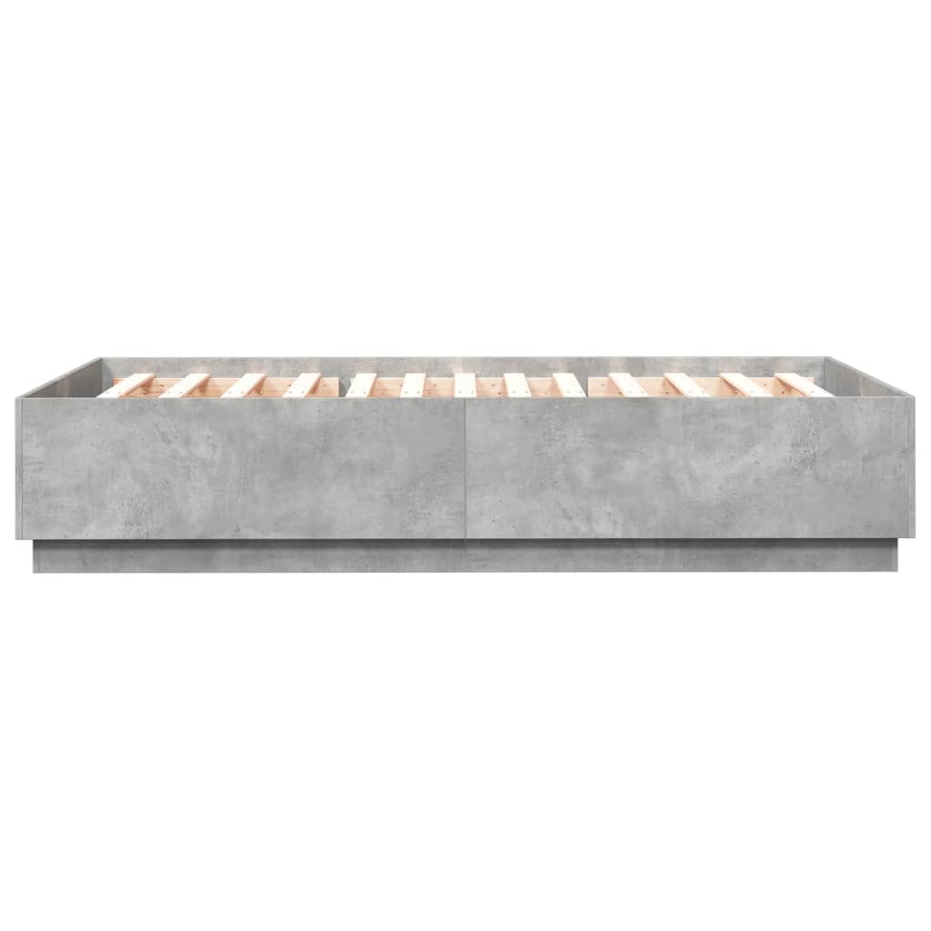 betonszürke szerelt fa ágykeret 120 x 200 cm