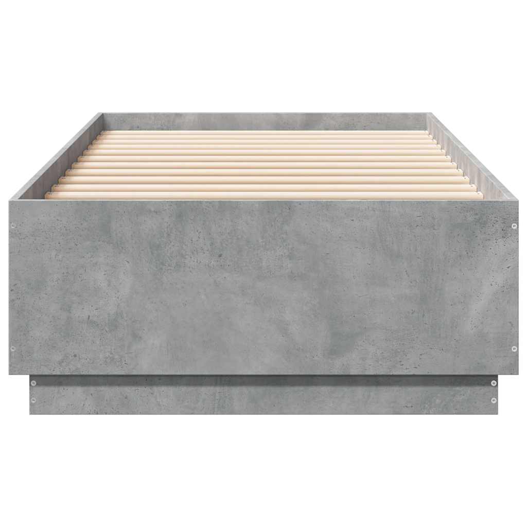 betonszürke szerelt fa ágykeret 100 x 200 cm