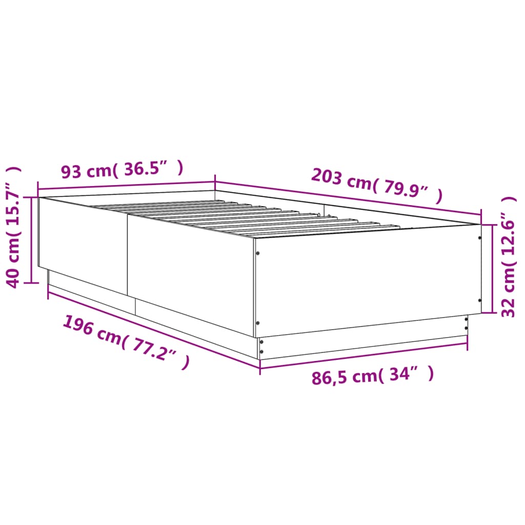 fekete szerelt fa ágykeret 90 x 200 cm