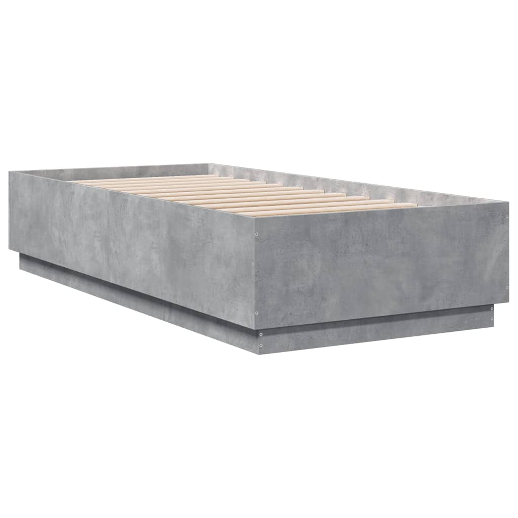 betonszürke szerelt fa ágykeret 90 x 200 cm