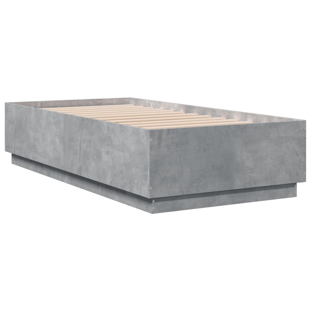 betonszürke szerelt fa ágykeret 75 x 190 cm