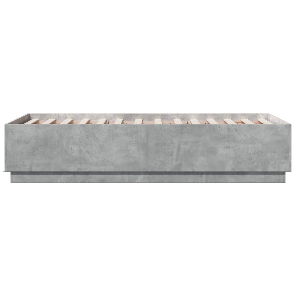 betonszürke szerelt fa ágykeret 75 x 190 cm